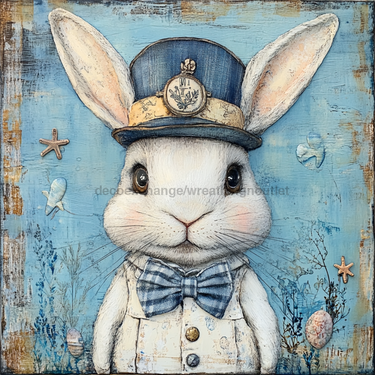 Nautical Sign, Easter, Bunny Sign, DCO-02601, Sign For Wreath, 10x10